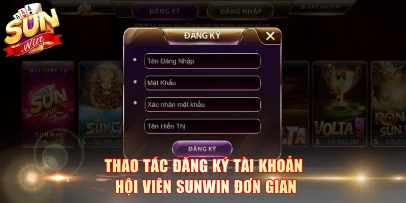 Thao tác đăng ký tài khoản hội viên SunWin đơn giản